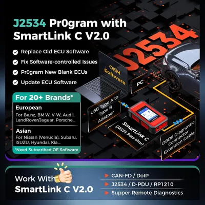 Produktbild von LAUNCH X431 PRO3 V+ Elite, J2534 Programmierung OBD2 Diagnosegerät mit SmartlinkC 2.0 Schwerlast-Lkw-Scanner