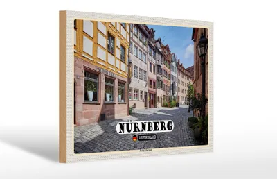 Produktbild von Holzschild Städte Nürnberg Weißgerbergasse 30x20cm Geschenk