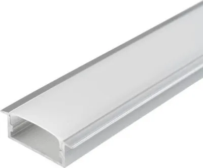 Produktbild von Aluminiumprofil breit 2m Einbau für LED-Streifen - Opake Abdeckung Weiß