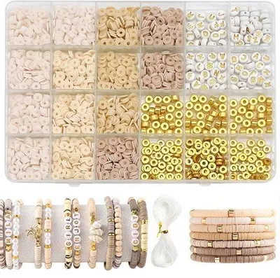 Immagine prodotto di Set di perline per braccialetti, 2064 pezzi, perline in polimero, kit fai da te, gioielli, perline