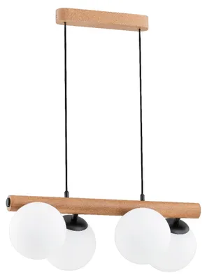 Obrázok produktu pre Závesná lampa ARAGON, svetlé drevo – biela, 4xE14x10W, drevo, rozmery: 65x60x35 cm, IP20, Alfa