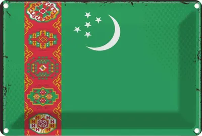 Produktbild von vianmo Blechschild 20x30 cm Turkmenistans Turkmenistan Flagge Fahne Wappen