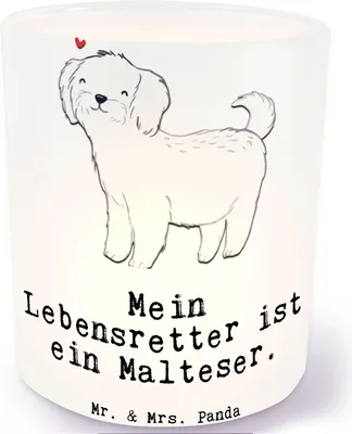 Produktbild von Mr. & Mrs. Panda Balkon Windlicht Malteser Lebensretter - Transparent - Geschenk, Teelichthalter Glas, aus, kerzenhalter