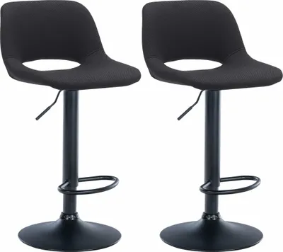 Produktbild von 2er Set Barhocker Camden Stoff schwarz - schwarz