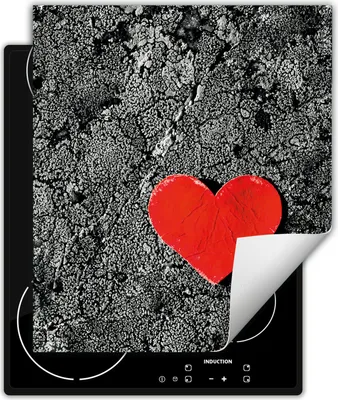 Produktbild von DarHaus Herdabdeckplatte 45x52 cm Anti Rutsch Matte Aufrollbar, rot - herz