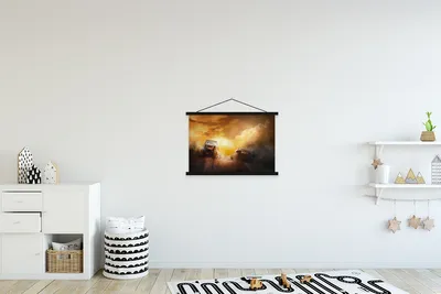 Produktbild von MuchoWow® Textilposter Rennen - Auto - Schlamm 60x40 cm mit schwarzem Rahmen - Hölzernes