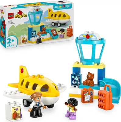 Produktbild von LEGO DUPLO Erster Besuch im Flughafen - Motorisches Lernspielzeug für Kleinkinder mit Flugzeug, 2 Figuren & Teddybär - Geschenk zum Geburtstag für Jungen und Mädchen ab 2 Jahren - 10443