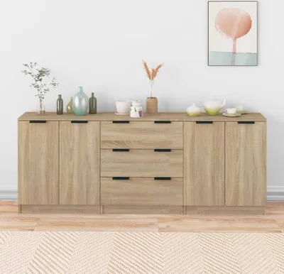 Obrázek produktu pro vidaXL 3dílný příborník Sonoma Dubový vzhled dřeva Materiál