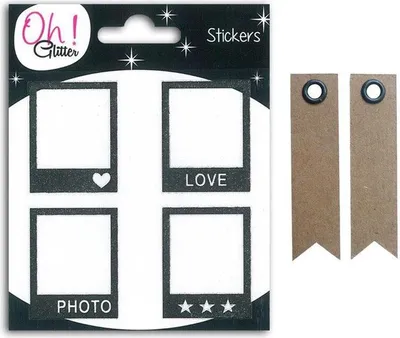 Produktbild von Polaroid Aufkleber - Schwarz + 20 Wimpel Kraft Etiketten