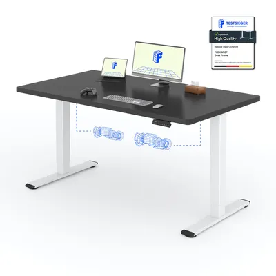 Zdjęcie produktu dla FLEXISPOT E1 Pro Biurko z elektryczną regulacją wysokości 140x80cm 25MM POJEDYNCZA PŁYTA BIURKOWA Podwójny silnik 120KG udźwig 4 pozycje pamięci, czarny