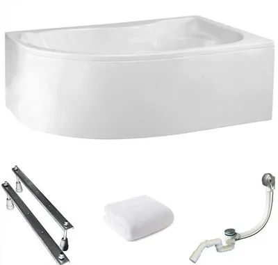 Obrázok produktu pre Aqua For You | Asymetrická vaňa Dora (pravá) – 170 x 110 cm – antibakteriálna povrchová úprava – biely obklad – rohová vaňa – so sifónom