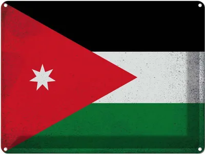 Produktbild von vianmo Blechschild 30x40 cm Jordanien Jordan Flagge Fahne Wappen