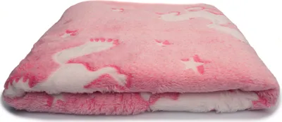 Obrázok produktu pre Minky Plyšový jednorožec svietiaci v tme na ružovom pozadí 50 x 155 cm