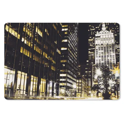 Produktbild von MuchoWow® Schreibtischunterlage New York - Lampe - Nacht 60x40 cm - XXL Mauspad - Großes Mauspad