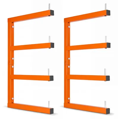 Produktbild von VEVOR 2 Stk. Kragarmregal mit 4 Ebenen Holzlagerregal 100kg Pro Etage Orange