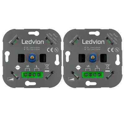 The back of two LED dimmer switches.