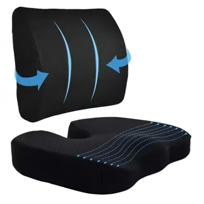 Produktbild von Lordosenstützkissen, Ischias-Linderungsstuhlkissen mit waschbarem Memory Foam-Bezug für Auto, Reisen und Rollstuhl