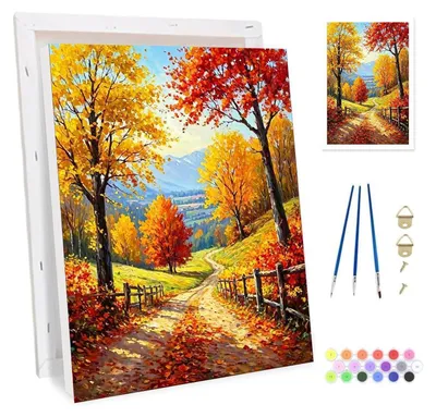 Obrázek produktu pro Sada pro malování podle čísel pro dospělé, včetně rámu, plátno 20x30 cm, akrylové barvy, štětce, dřevěný stojan