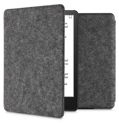 Produktbild von kwmobile Hülle kompatibel mit Amazon Kindle Paperwhite 11. Generation 2021 - Filz Stoff eReader Schutzhülle Cover Case - Dunkelgrau