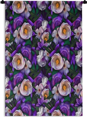 Produktbild von MuchoWow® Wandteppich Wandbehang Blumen - Anemone - Rose 120x180 cm Tapisserie Dekoration Wandtuch - Schlafzimmer - Dekorationen für das Haus