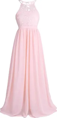 Produktbild von Mädchen Abendkleid Prinzessin Kleid Gr. 164 Cm Festlich Spitze Neckholder Empire Blumenmädchenkleid Hochzeit Partykleid