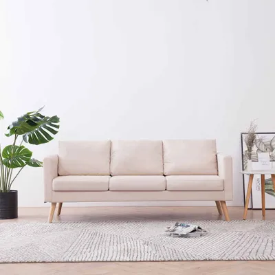 Obrázok produktu pre vidaXL 3-miestna pohovka Látka Cream White