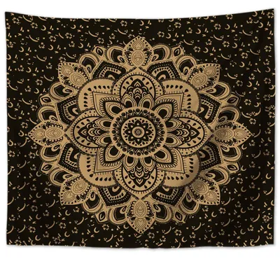 Produktbild von Wandbehang Mandala indisch 200 x 150 cm Schwarz Polyester Wandtuch Wandteppich Tapisserie