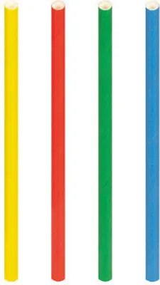 Produktbild von 300x Trinkhalme aus Papier dick bunt Ø8mm 15cm