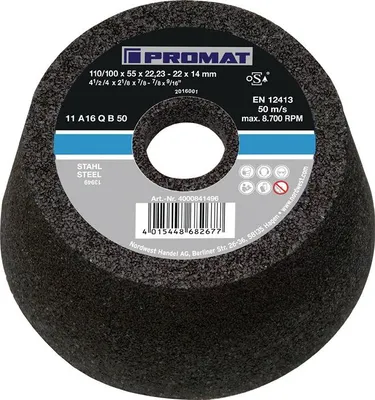 Productafbeelding van Slijpkom A16Q, 110/100 mm, staal en staalgietijzer, met een boorgat van 16 mm en een diameter van 22,23 mm