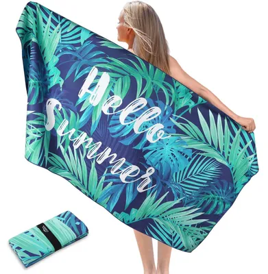 Zdjęcie produktu dla Duży ręcznik plażowy z mikrofibry, 90x180 cm, odporny na piasek, szybko schnący, niebieski
