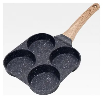 Produktbild von Induktions-Pfanne für Pfannkuchen mit 4 Löchern, Antihaft-Spiegeleipfanne aus Aluminium für Frühstück - Schwarz