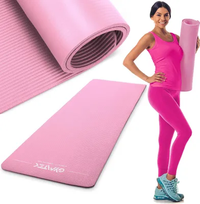 Produktbild von Gymtek® Gymnastikmatte 1cm - 180x61cm - Trainingsmatte für Pilates, Yoga & Fitness- rutschfeste Yogamatte - Rosa