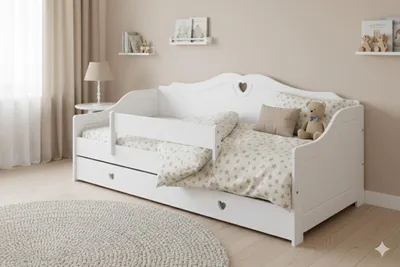 Produktbild von Kinderbett Sophie, Jugendbett mit Schublade & Matratze , 140x80, Skandinavisches Design, Rausfallschutz
