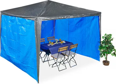 Produktbild von relaxdays Blaue Pavillon Seitenteile im 3er Set