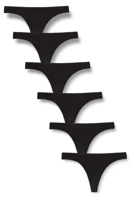 Produktbild von Amazon Essentials Damen Tanga-Unterwäsche Baumwolle, 6er-Pack, Schwarz, 40