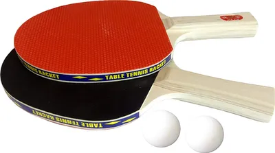 Produktbild von Tischtennis-Set 2 Tischtennisschläger + 2 Tischtennisbälle Ping Pong Set hochwertig PRO Edition schwarz rot