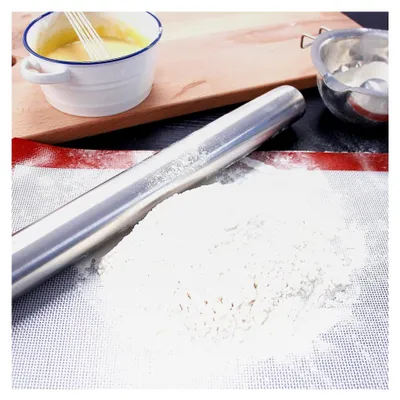 Produktbild von Edelstahl Nudelholz - Metall Teigroller rostfrei, 40 cm