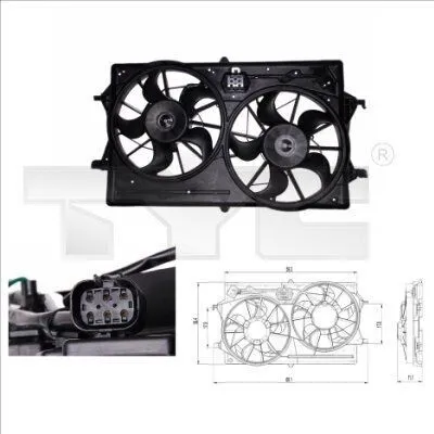 Produktbild von TYC 810-0019 Lüfter Motorkühlung Kühlerlüfter für FORD FOCUS (DAW, DBW) Wasserkühler