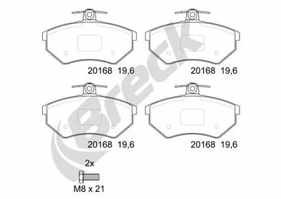 Produktbild von BRECK Bremsbeläge Satz Vorne Bremsklötze für VW GOLF III (1H1) 20168 10 701 00