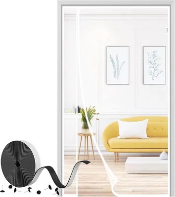 Obrázek produktu pro Magnetická síť proti hmyzu 110 x 210 cm, bílá, praktická síť na balkonové dveře