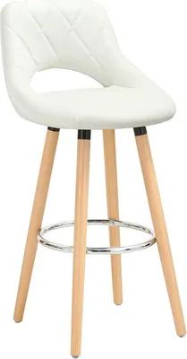 Produktbild von Happyment Barkstuhl Modern Hilton – Industrial – Weiß – Kunstleder – Barstuhl mit Rückenlehne – Küchen- & Bartresenstuhl