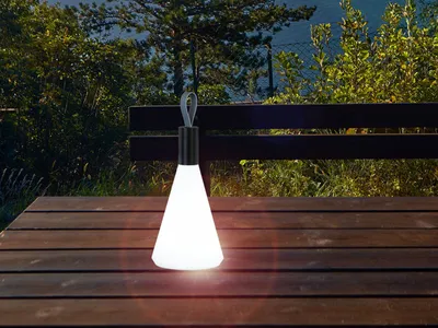 Produktbild von LED-Tischlampe - H 31,5 cm - Schwarz - Weiß - Kunststoff - dimmbar