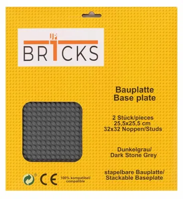 Produktbild von BR1CKS Baseplate Dark Stone Grey 32x32 2er