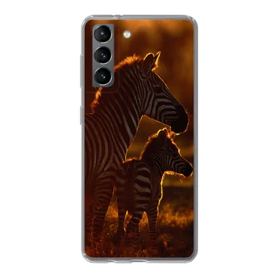 Produktbild von MuchoWow® Handyhülle Schutzhülle Hülle für Samsung Galaxy S21 Zebra - Sonne - Fohlen Silikon Softcase Handy Hülle - Softcase