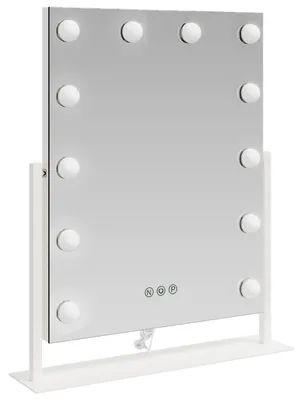 Zdjęcie produktu dla vidaXL Lustro kosmetyczne LED białe 44 x 10 x 53 cm szkło i stal