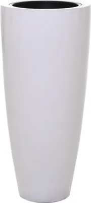 Produktbild von VIVANNO Pflanzkübel Fiberglas CITY Rund, Hochglanzweiß hochglanz - 47x100 cm