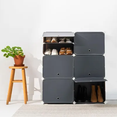 Productafbeelding van Draagbare, modulaire schoenenkast InnovaGoods, grijs - voor 36 paar schoenen