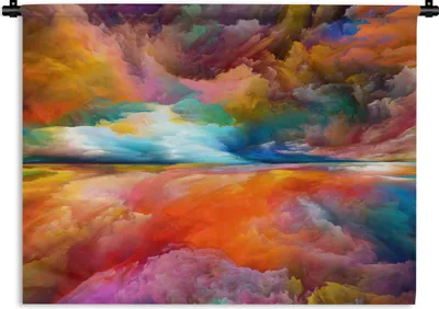 Produktbild von MuchoWow® Wandteppich Wandbehang Gemälde - Ölgemälde - Abstrakt - Wolken 150x112.50 cm Tapisserie Dekoration Wandtuch - Wanddecke - Wandteppiche