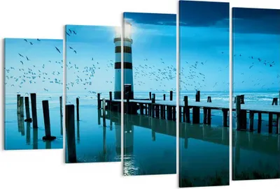 Produktbild von Bild auf Leinwand - Leinwandbild - Vögel see laterne wolke - 150x100cm - Wand Bild - Wanddeko - Leinwanddruck - Bilder - Kunstdruck - Wanddekoration - Leinwand bilder - Wandkunst - EG150x100-2300
