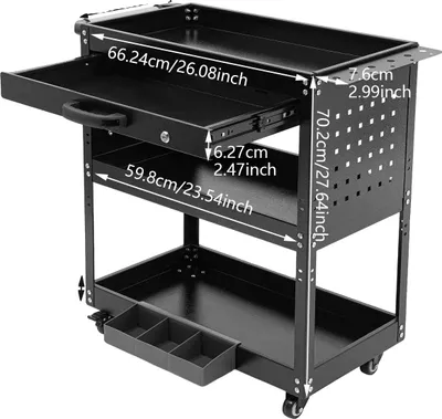Produktbild von Rollwagen, 3 Ebenen, langlebige Stahlkonstruktion, schwarz